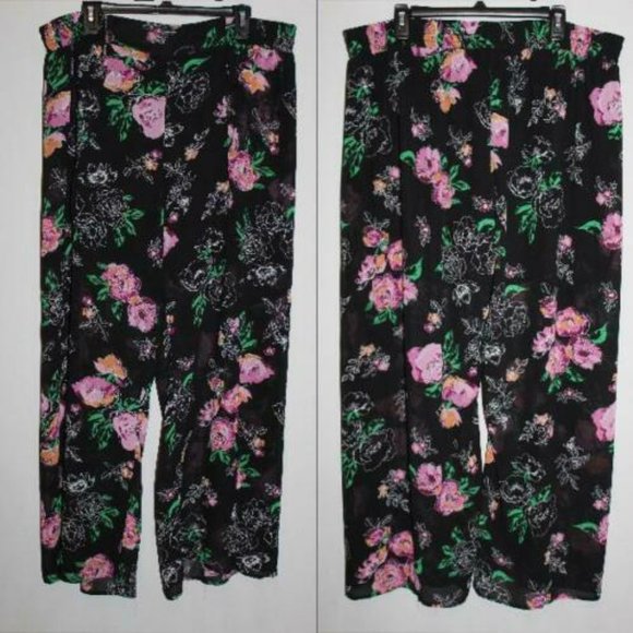 Torrid Floral Chiffon Tulip Leg Pant Black HW9838 - Picture 7 of 9